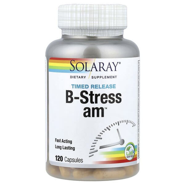 sor04221_v_32.jpg B-Stress AM™, замедленное высвобождение, 120 капсул — Solaray