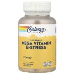 мегавитамин B-Stress, замедленное высвобождение, 120 растительных капсул — Solaray