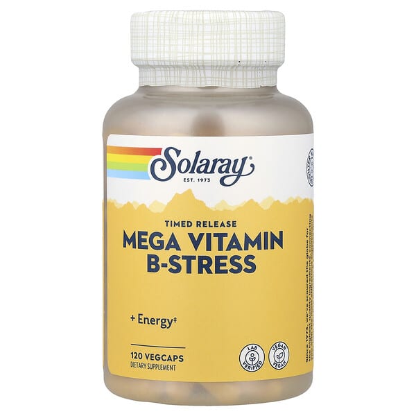 sor04241_v_53.jpg мегавитамин B-Stress, замедленное высвобождение, 120 растительных капсул — Solaray