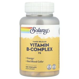 B-Complex 75, комплекс с витаминами группы B медленного высвобождения, 100 вегетарианских капсул — Solaray