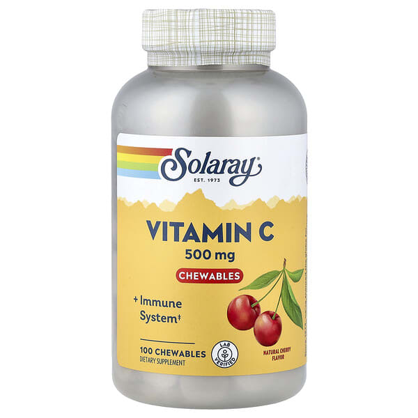 sor04490_v_66.jpg жевательный витамин C, натуральный вишневый вкус, 100 жевательных таблеток — Solaray