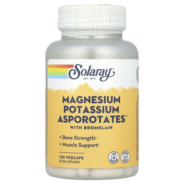 sor04517_v_55.jpg Asporotates™ магния и калия с бромелаином, 120 растительных капсул — Solaray