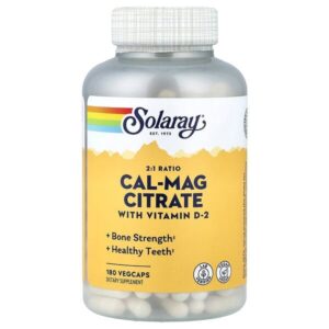 цитрат Cal-Mag с витамином D2, 180 растительных капсул — Solaray
