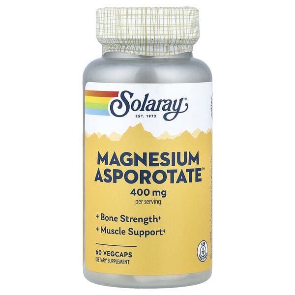 sor04620_v_24.jpg Magnesium Asporotate™, 60 растительных капсул (200 мг в 1 капсуле) — Solaray