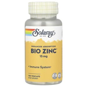 Bio Zinc™, 15 мг, 100 растительных капсул — Solaray