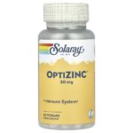 OptiZinc, 30 мг, 60 растительных капсул — Solaray