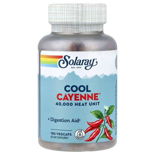 sor08101_v_25.jpg Cool Cayene™, 180 растительных капсул (300 мг в 1 капсуле) — Solaray