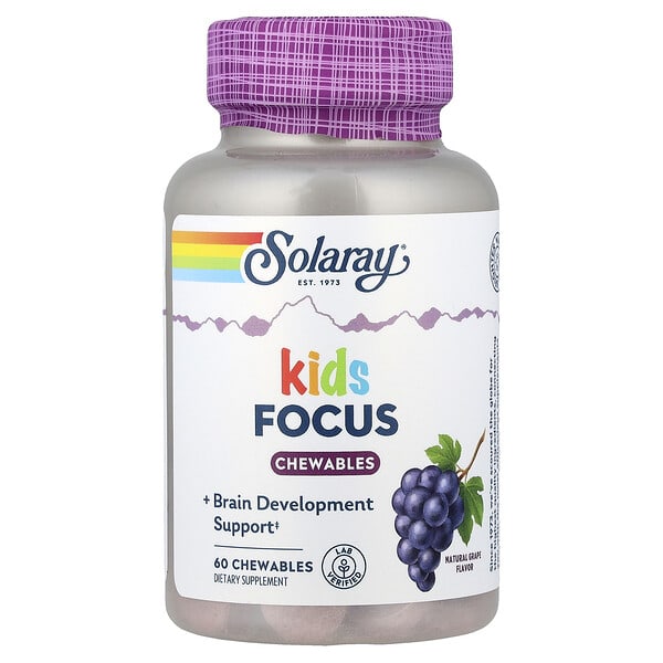 sor08378_v_51.jpg Kids Focus, жевательные таблетки, из натурального винограда, 60 жевательных таблеток — Solaray