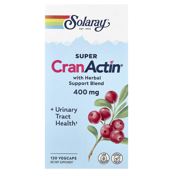sor08433_v_44.jpg Super CranActin® со смесью трав для поддержки, 400 мг, 120 растительных капсул — Solaray