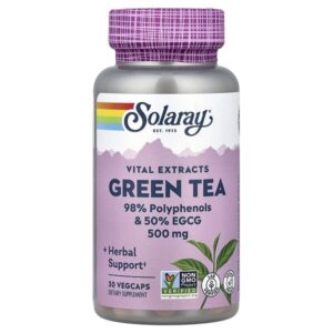 Vital Extracts, зеленый чай, 500 мг, 30 растительных капсул — Solaray
