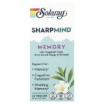 Sharpmind™ Memory с шалфеем Cognivia®, готу кола и грибами чага, 60 вегетарианских капсул — Solaray