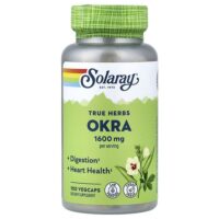 True Herbs, бамия, 100 растительных капсул (400 мг на капсулу) — Solaray