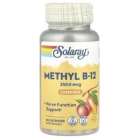 высокоэффективный метил B12, натуральные манго и персик, 2500 мкг, 60 леденцов — Solaray