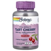 Vital Extracts, вишня, натуральный вкус вишни, 90 жевательных таблеток (500 мг в 1 жевательной таблетке) — Solaray