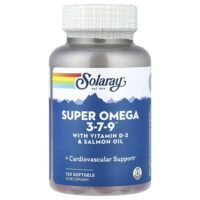 Super Omega 3-7-9™, витамин D3 и жир лосося, 120 капсул — Solaray