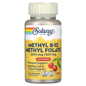 Метил B12, метилфолат, натуральная вишня, 60 пастилок — Solaray