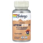 Advanced Lutein Eyes 24, улучшенная формула с лютеином для здоровья глаз, с черникой и голубикой, 60 капсул VegCaps — Solaray