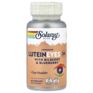 Advanced Lutein Eyes 24, улучшенная формула с лютеином для здоровья глаз, с черникой и голубикой, 60 капсул VegCaps — Solaray