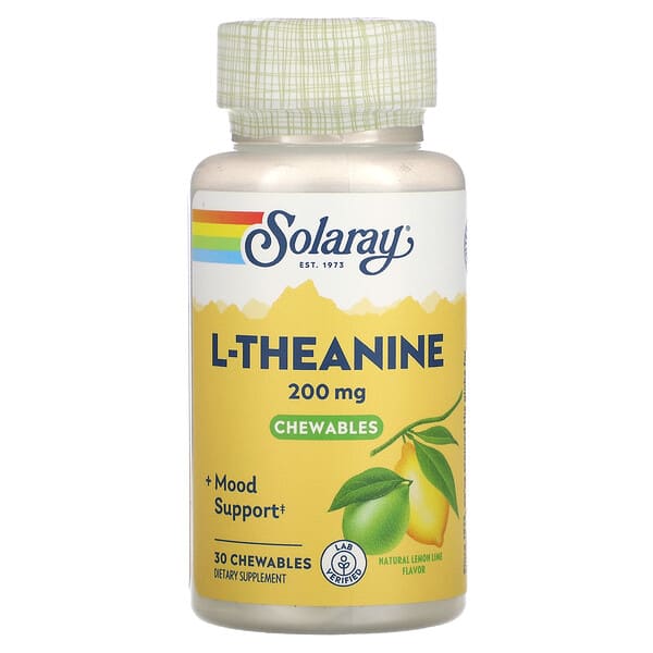 sor97512_v_26.jpg L-Theanine, Natural Lemon-Lime, 200 mg, 30 Chewables — Solaray