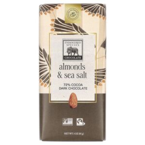 тёмный шоколад с миндалём и морской солью, 72% какао, 85 г (3 унции) — Endangered Species Chocolate