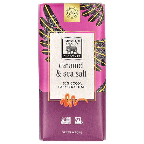 spc00049_v_12.jpg темный шоколад, карамель и морская соль, 60% какао, 85 г (3 унции) — Endangered Species Chocolate