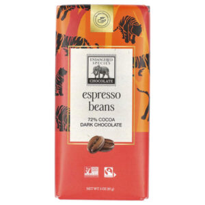 Зерна эспрессо + темный шоколад, 72% какао, 85 г (3 унции) — Endangered Species Chocolate