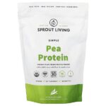 Simple, органический гороховый протеин, без добавок, 454 г (1 фунт) — Sprout Living