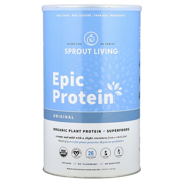 spl00763_v_8.jpg Epic Protein®, органический растительный протеин и суперфуды, оригинальный, 912 г (2 фунта) — Sprout Living