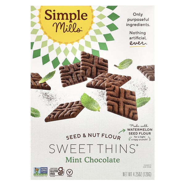 spm00567_v_52.jpg Sweet Thins®, мука из семян и орехов, со вкусом мяты и шоколада, 120 г (4,25 унции) — Simple Mills