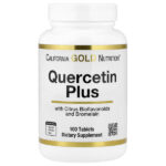 Quercetin Plus с кверцетином, витамином C, цитрусовыми биофлавоноидами, бромелаином и куркумой, 100 таблеток — California Gold Nutrition