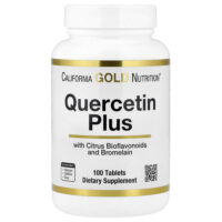 Quercetin Plus с кверцетином, витамином C, цитрусовыми биофлавоноидами, бромелаином и куркумой, 100 таблеток — California Gold Nutrition