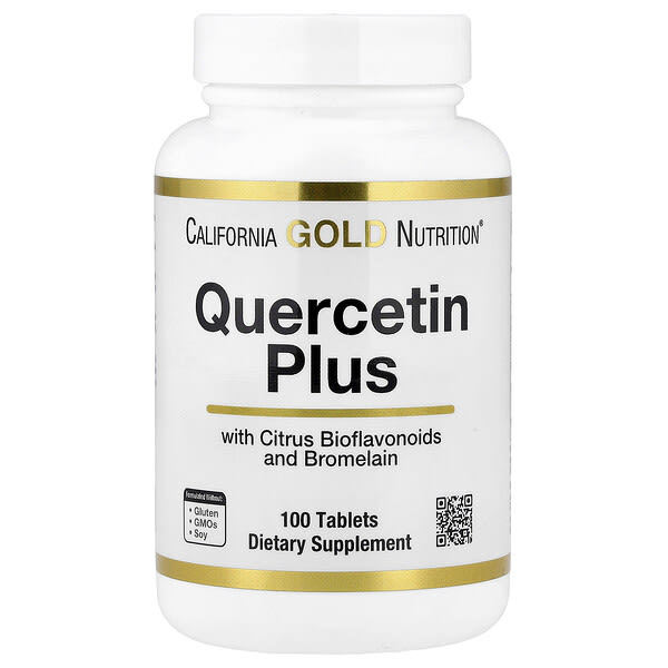 spn02352_v_49.jpg Quercetin Plus с кверцетином, витамином C, цитрусовыми биофлавоноидами, бромелаином и куркумой, 100 таблеток — California Gold Nutrition