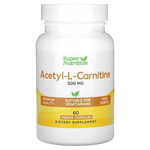 spn02358_v_10.jpg ацетил-L-карнитин, 500 мг, 60 растительных капсул — Super Nutrition