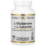 L-глютамин и L-лейцин, 120 растительных капсул — California Gold Nutrition