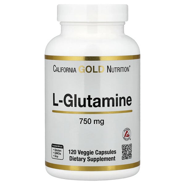 spn02481_v_33.jpg L-глютамин, 750 мг, 120 растительных капсул — California Gold Nutrition