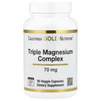 тройной комплекс магния, 70 мг, 90 растительных капсул — California Gold Nutrition