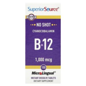 Цианокобаламин B12, 1000 мкг, 100 быстрорастворимых таблеток MicroLingual® — Superior Source