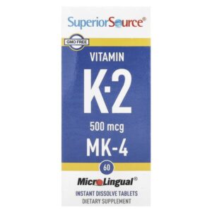 витамин K-2, 500 мкг, 60 быстрорастворимых таблеток MicroLingual — Superior Source