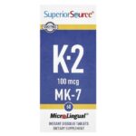 витамин K2, 100 мкг, 60 быстрорастворимых таблеток MicroLingual® — Superior Source