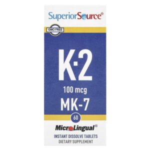 витамин K2, 100 мкг, 60 быстрорастворимых таблеток MicroLingual® — Superior Source
