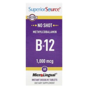 метилкобаламин, витамин B12, 1000 мкг, 60 быстрорастворимых таблеток MicroLingual® — Superior Source