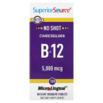 витамин B12 (цианокобаламин), 5000 мкг, 100 быстрорастворимых таблеток MicroLingual — Superior Source