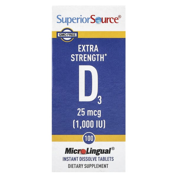 sps90850_v_58.jpg витамин D3, 25 мкг (1000 МЕ), 100 быстрорастворимых таблеток MicroLingual® — Superior Source