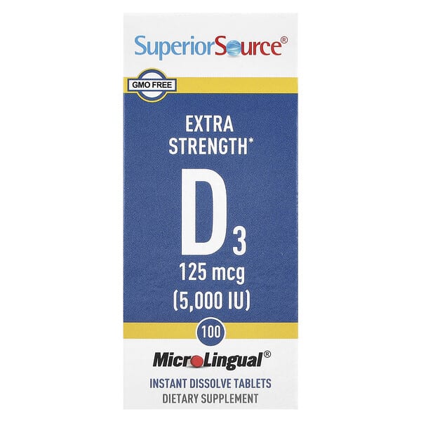 sps90860_v_58.jpg витамин D3, 125 мкг (5000 МЕ), 100 быстрорастворимых таблеток MicroLingual® — Superior Source