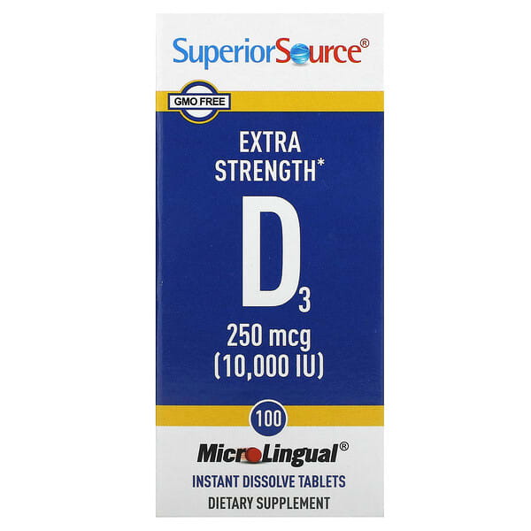 sps90870_v_50.jpg витамин D3, 250 мкг (10 000 МЕ), 100 быстрорастворимых таблеток MicroLingual — Superior Source