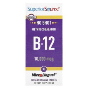 Метилкобаламин B-12, 10 000 мкг, 30 быстрорастворимых таблеток MicroLingual® — Superior Source