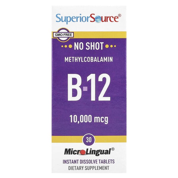 sps90960_v_75.jpg Метилкобаламин B-12, 10 000 мкг, 30 быстрорастворимых таблеток MicroLingual® — Superior Source