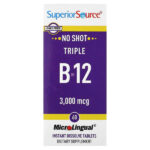 Triple B-12, 3000 мкг, 60 быстрорастворимых таблеток MicroLingual — Superior Source