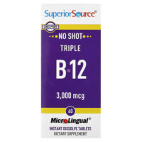 Triple B-12, 3000 мкг, 60 быстрорастворимых таблеток MicroLingual — Superior Source