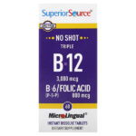 Triple B-12, B-6, фолиевая кислота, 60 быстрорастворимых таблеток MicroLingual — Superior Source